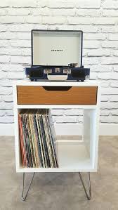Modern Nightstand Record Player Stand Bedside Table White End Table Mid Century Modern Record Modern Apartment Decor Apartment Furniture Modern Apartment