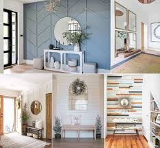 An oversized piece of art helps balance out the micropattern without fighting for the spotlight. Entryway Feature Wall Ideas