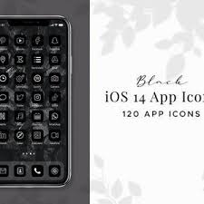 Custom Black Ios Ios14 Iphone Shortcut Icons Super Pack 125 Etsy In 2020 App Icon Black App Apple Books