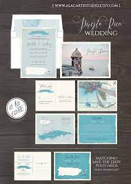 Destination Wedding Invitation Puerto Rico Beach Watercolor Etsy Illustrated Wedding Invitations Beach Destination Wedding Invitations Blue Wedding Invitations