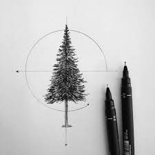 Geometric Pine Tree Art Minimalistic Pinetree Tattoodesign Tattoo Illustration Geometric Pine Tattoo Tree Tattoo Designs Pine Tree Tattoo