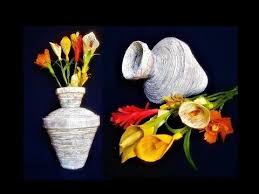 Newspaper Flower Vase Flower Pot Best Out Of Waste Diy Art With Creativity 187 Youtube Newspaper Flowers Flower Vase Diy Newspaper Crafts