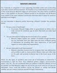 This book explains everything you need to know & do to become a master mason in a legitimate, recognized lodge. Welcome J Dewey Hawkins Freemason Lodge 331 F Am Fort Lauderdale Fl