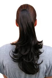 Then, section out the top hair and divide the rest hair into two even parts. Hairpiece Ponytail Medium Length Straight Dark Brown T400 Colour 3 Extension