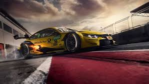Bmw M4 Dtm Yellow Sports Car On Road Wallpaper Bmw M4 Sports Car Motorsport