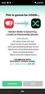 • free access to the music and events you love. Slacker Radio Rebranded As Livexlive Focusing On Streaming Live Performances Apk Download