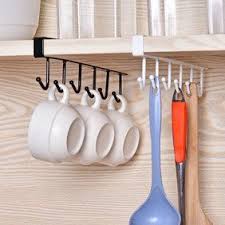 Jeobest Kitchen Cabinet Hanger Under Cabinet Hook Rack Mug Hook Under Cabinet Kitchen Mug Hooks Hanger Organizer Under Cabinet Shelf Multi Function 6 Hook Kitchen Storage Rack Functional Kitchen