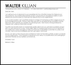 Portfolio Analyst Cover Letter Sample Cover Letter Templates Examples