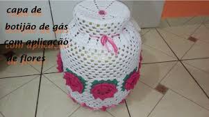 Capa De Botijao De Croche Com Flores Jogo De Cozinha Capa De Botijao De Gas Com Aplicacao De Flores Capa De Croche Capa De Botijao Desenhos De Croche