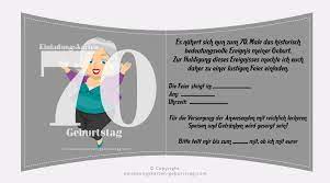 Hier finden sie free printable vorlagen für jungs und mädchen. Einladungskarten Zum 70 Geburtstag