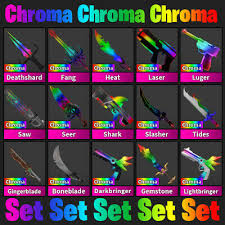 Read desc chroma saw godly knife mm2 murder mystery 2 roblox polybull com. Roblox Chroma Set Mm2 Murder Mystery 2 Neu Knife Messer Gun Item Waffe Item Eur 32 99 Picclick De