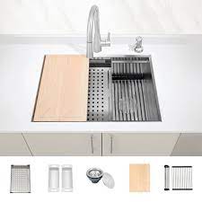Check spelling or type a new query. Zuhne Undermount Workstation Ledge 16 Gauge Stainless Kitchen Sink Accessories 28 Inch Left Right Offset Drain Walmart Com Walmart Com