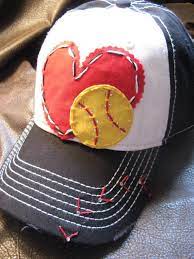 Softball Love Patchwork And Crystal Baseball Cap Softball Etsy Softball Softball Crafts Softball Fun