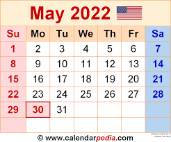 May 2022 Calendar Templates For Word Excel And Pdf