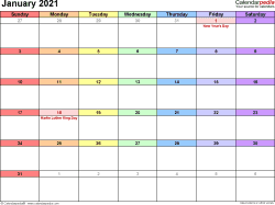 Whether you are looking for a calendar to use in your workplace, home, or school, you are sure to find one to use. January 2021 Calendar Templates For Word Excel And Pdf