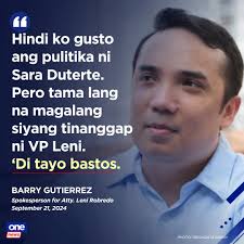 DI TAYO BASTOS” Barry Gutierrez, spokesperson for former Vice President  Leni Robredo, clarified Vice President Sara Duterte's visit to Robredo's  home in Naga City