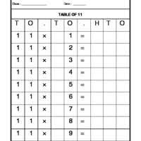 maths table of eleven free multiply multiplication