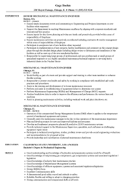 Mechanical Maintenance Engineer Resume Samples Velvet Jobs