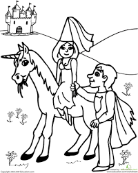 Royal princess and unicorn coloring page. Color The Prince And Princess Education Com Unicorn Coloring Pages Princess Coloring Pages Princess Coloring