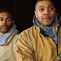 US Navy 060215-N-5330L-373 Machinist Mate 1st Class Timothy B. Golden,  displays the fire hose vari-nozzle and how to operate it during the basic  shipboard firefighting course