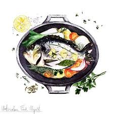 Watercolor Food Clipart Fish In A Cooking Pot Watercolor Food Food Clipart Art Tutorials Watercolor