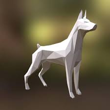 Printable Diy Template Pdf Dog Dobermann Low Poly Paper Etsy In 2020 Paper Sculpture Paper Models Diy Template