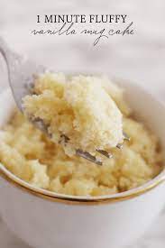 1 Minute Fluffy Vanilla Mug Cake Mug Recipes Vanilla Mug Cakes Vegan Mug Cakes