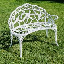 Cast Iron Antique Rose Style Design Outdoor Patio Garden Park Bench White Iron Bench Iron Patio Furniture Garden Bench