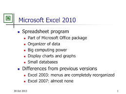 Ppt Microsoft Excel 2010 Powerpoint Presentation Free
