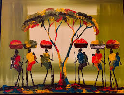 Real African Art is making it a September to Remember with this lovely  masterpiece. Art of the Day: The Maasai Women Artist: Steve Mateyu Country  of Origin: Malawi Height: 48” Width: 62”