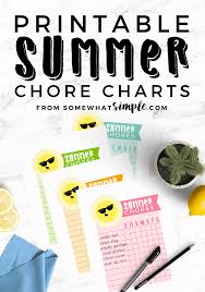 printable chore charts summer chores for kids somewhat