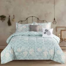 Adelai reversible comforter set ebern designs size: Aubrie Home Accents Bria Queen Floral Country Farmhouse 5 Piece Comforter Bedding Set Teal Grey White Discontinued No Longer Available Greydock Com