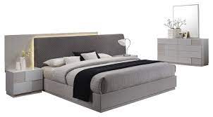 Available in grey oak, glossy white, wenge, or larch canapa finish. Naple Silver Line Gray 5 Piece Modern Platform Bedroom Set Contemporary Bedroom Furniture Sets By Furniture Import Export Inc Houzz