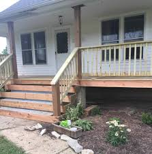 Place a level across the top of the staircase and landing at both sides of the stairs to ensure the staircase is even. How To Cover Concrete Steps With Wood Farmhouse On Boone