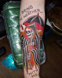 The Amity Affliction I Bring The Weather With Me Meaning Amity Affliction Inspired Reaper Done By Jinx Cooper At Image Tattoo In Exeter Nerd Tattoo Female Tattoo Tattoo Models