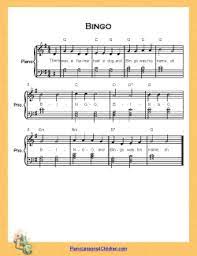Bingo Lyrics Videos Free Sheet Music For Piano