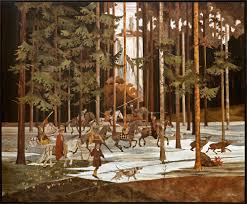 La Chasse Chasse Marqueterie Bois Marqueterie