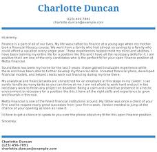Finance Cover Letter Examples Samples Templates Resume Com
