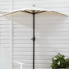 Mainstays Hillwood 7 White Half Round Patio Umbrella Walmart Com Patio Umbrella Patio Small Patio Decor