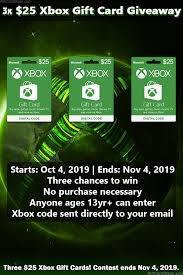 Find deals on products in video games on amazon. 3x 25 Xbox Gift Card Giveaway By Giftcardstash Xbox Gift Card Xbox Gifts Free Xbox Gift Cards