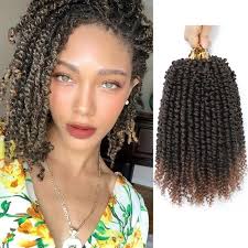 BEFUNNY Pre-Twisted passion twist hair, 8 Inch 9 Packs Pretwisted Passion  Twist Crochet Hair,Soft Curly Ombre Brown Pre Looped Crochet Hair For Women  Short Crochet Braids(8",T1B/30#) : Buy Online at Best Price