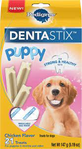 Pedigree Dentastix Puppy Chicken Dog Treats 21 Count Chewy Com Chicken Puppy Chicken For Dogs Dog Food Brands