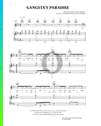 Gangsta S Paradise Sheet Music Piano Guitar Voice Pdf Download Streaming Oktav