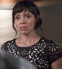 WornOnTV: Camille's black lasercut dress