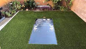 The outfield grass was chosen as the owner used a wheelchair and the shorter pile of this grass made for easier manouverability. Artificial Grass Grave Coverings Honor Our Dearly Departed With An Always Green Synthetic Grass Install Synthetic Grass Best Artificial Grass Artificial Grass