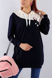 19 95 Tl Kapusonlu Lacivert Bayan Sweat 19424b Modamizbir Moda Kapusonlu Moda Stilleri