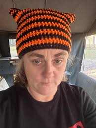 Black and Orange Cat Ear Beanie