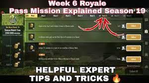 Season 19 Week 6 Royale Pass Mission Explained Pubg Mobile Week 6 All Rp Missions Pubg Season 19 Youtube