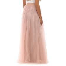 Agréable jupe longue rose poudrée, fluide, taille élastique à l'arrière. Jupe Longue Rose Poudre En Tulle