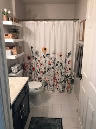 Bathroom Refresh Target Shower Curtain Floating Shelves In 2020 Bathroom Decor Apartment Restroom Decor Bathroom Decor